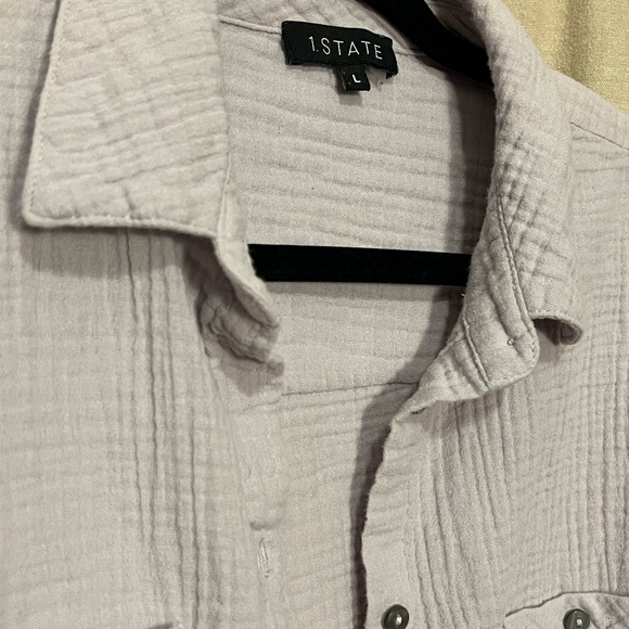 🤍 1. State Lavender Gauze Button Up Long Sleeve Top - Picture 4 of 4